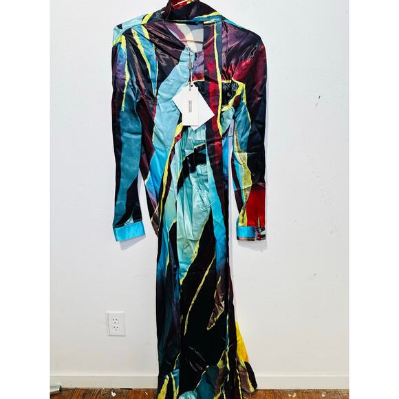 CHRISTOPHER JOHN ROGERS Women's Multicolor Printed Satin Maxi Dress Size 4 - Picture 7 of 16